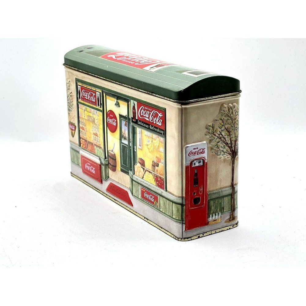 Vintage Coke Coca Cola Store Tin Metal Box With Lid Delicious Refreshing - Picture 4 of 8